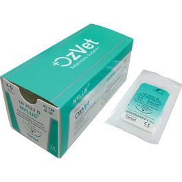 Non-Absorbable Nylon Suture 0, 60mm Straight Needle, 90cm, Blue