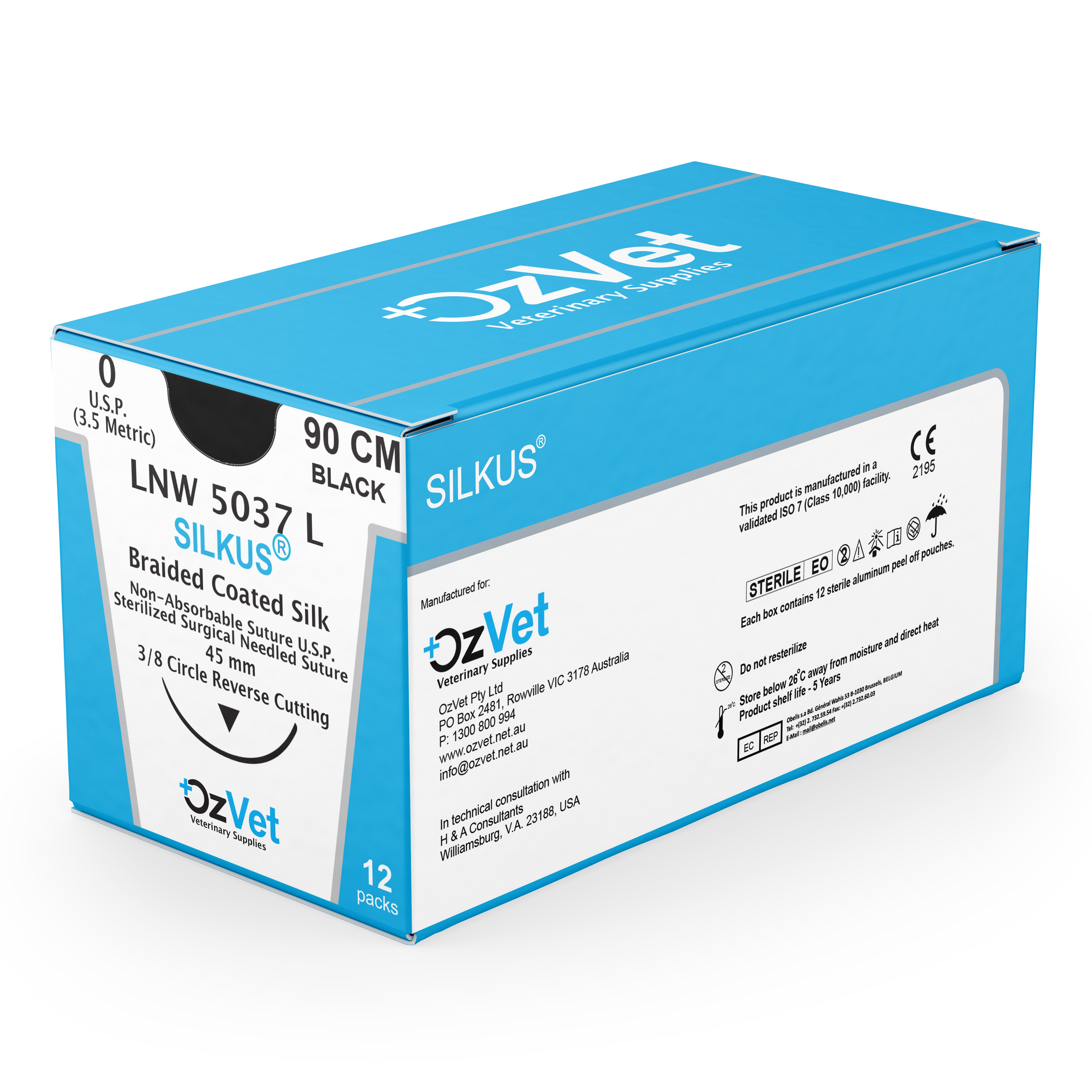 Non-Absorbable Silk Suture 2/0, 26mm 1/2 Circle Round Bodied Needle, 90cm, Violet – SILKUS by OZVET